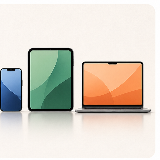 Several devices with different shapes and sizes standing together.